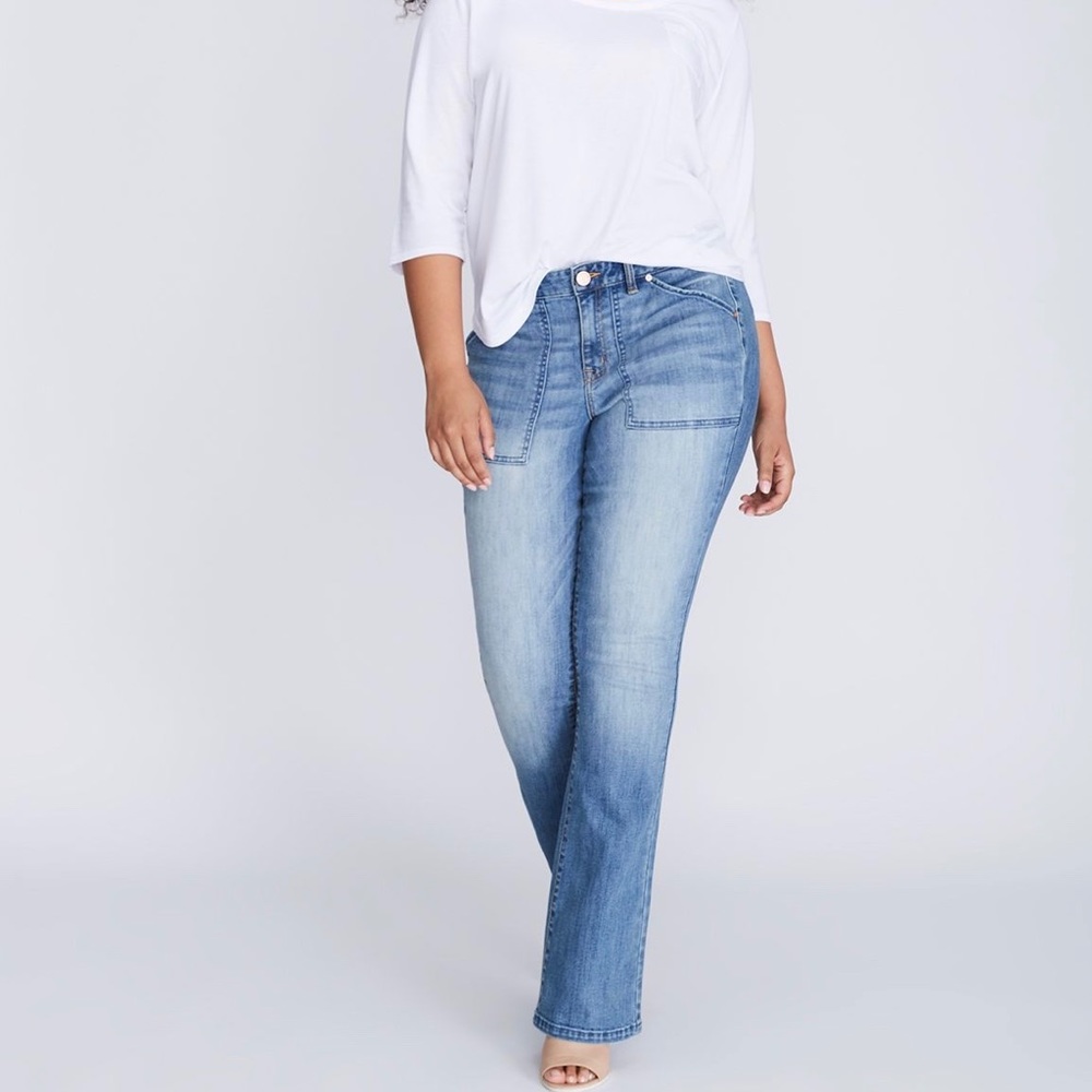 Lane Bryant Patch Pocket High Rise Bootcut Jeans